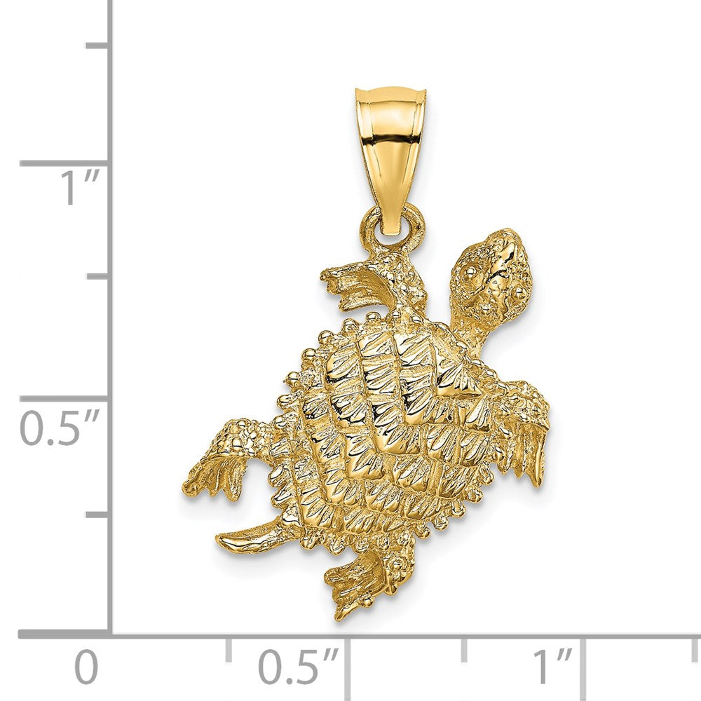 14k Yellow Gold Sea Turtle with Tail Charm