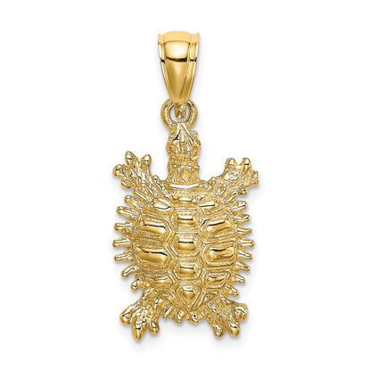 14k Yellow Gold Land Turtle Charm