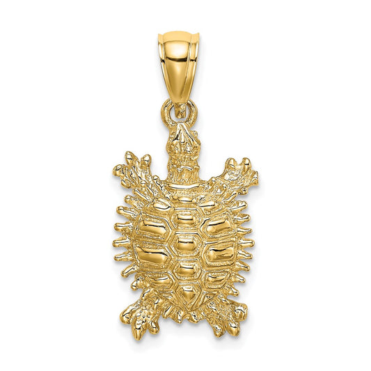14k Yellow Gold Land Turtle Charm