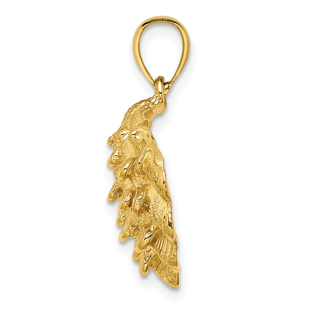 14k Yellow Gold Textured Oyster Shell Charm