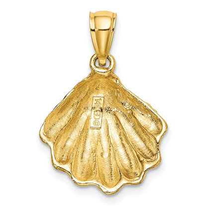14k Yellow Gold Textured Oyster Shell Charm