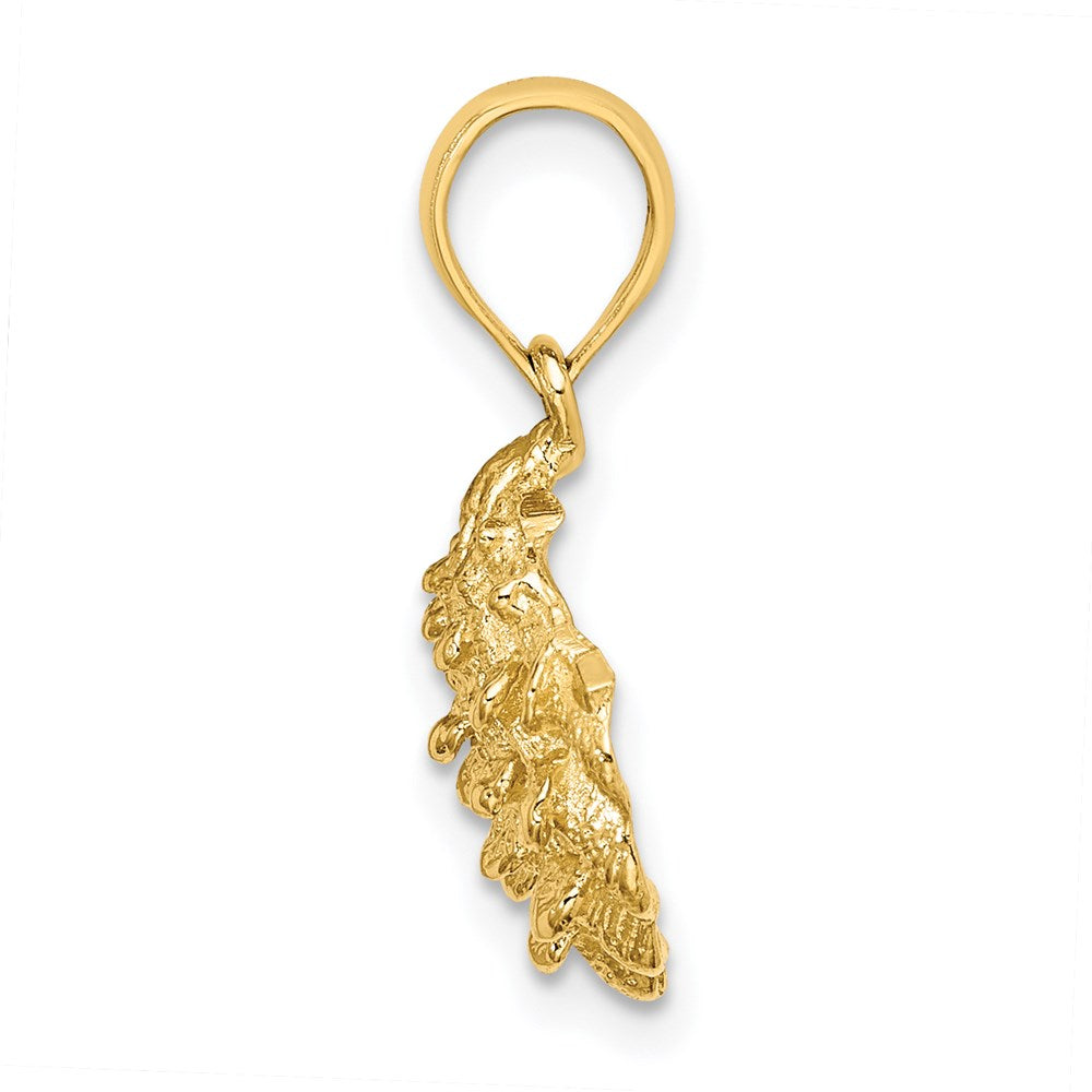 14k Yellow Gold Textured Oyster Shell Charm