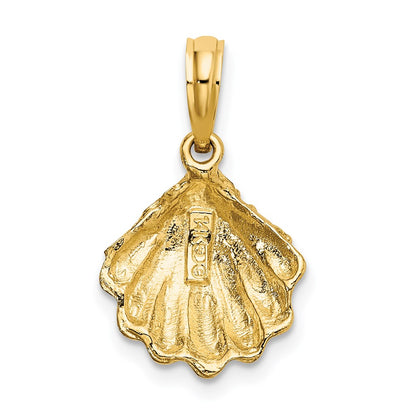 14k Yellow Gold Textured Oyster Shell Charm