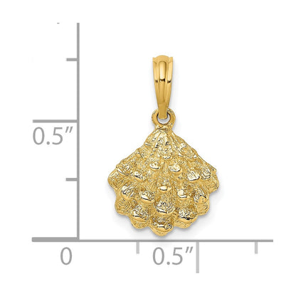 14k Yellow Gold Textured Oyster Shell Charm