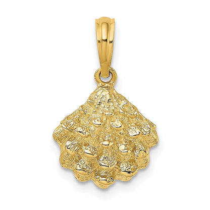 14k Yellow Gold Textured Oyster Shell Charm