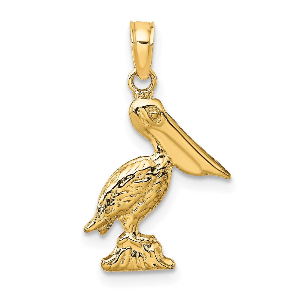 14k Yellow Gold 3-D Pelican Standing Charm