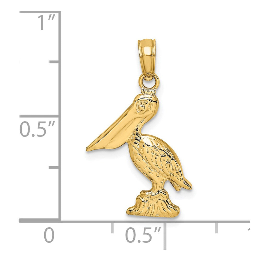 14k Yellow Gold 3-D Pelican Standing Charm