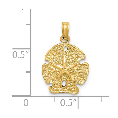 14k Yellow Gold Polished Sand Dollar Charm