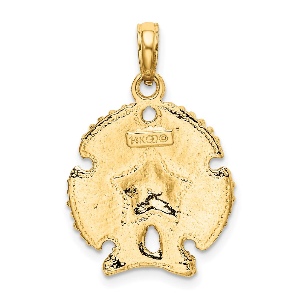 14k Yellow Gold Textured Sand Dollar Charm