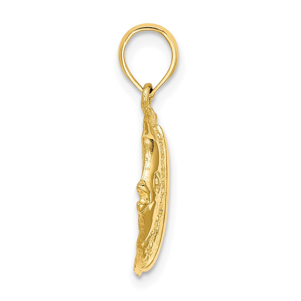 14k Yellow Gold Polished  Engraved Fish Charm