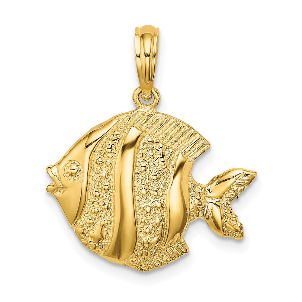 14k Yellow Gold Polished  Engraved Fish Charm
