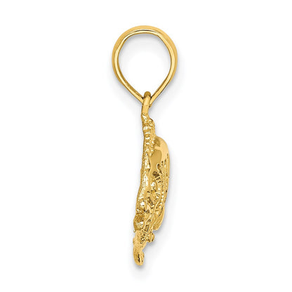 14k Yellow Gold Polished /Textured Fish Charm