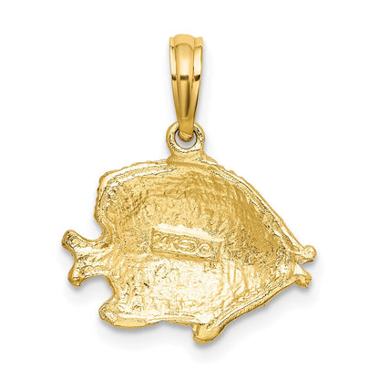 14k Yellow Gold Polished /Textured Fish Charm