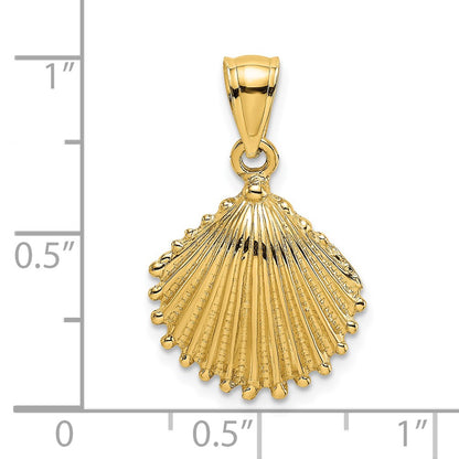 14k Yellow Gold Textured Scallop Shell Charm