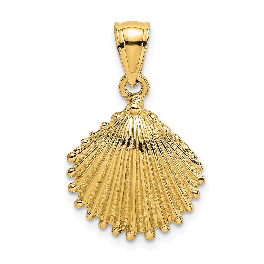 14k Yellow Gold Textured Scallop Shell Charm