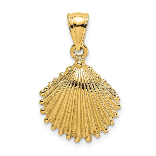 14k Yellow Gold Textured Scallop Shell Charm