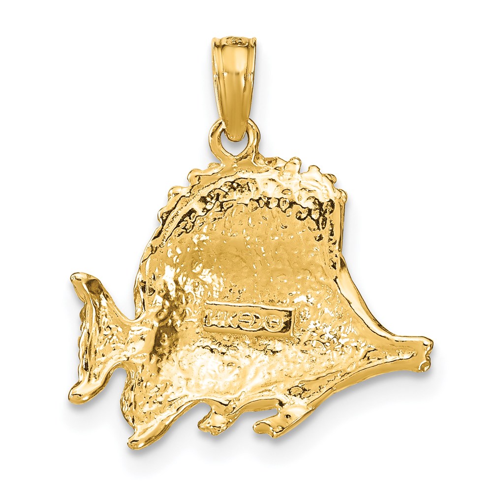 14k Yellow Gold Polished Engraved Fish Charm