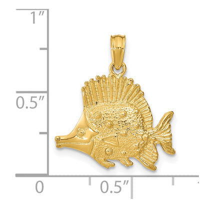 14k Yellow Gold Polished Engraved Fish Charm