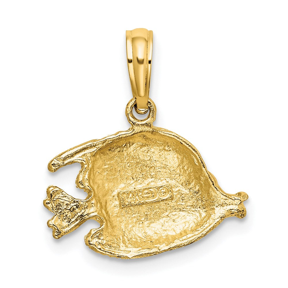 14k Yellow Gold Polished Engraved Fish Charm