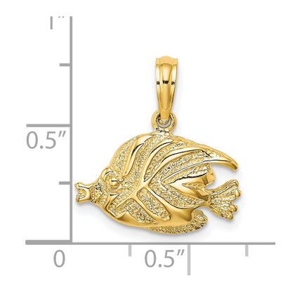 14k Yellow Gold Polished Engraved Fish Charm