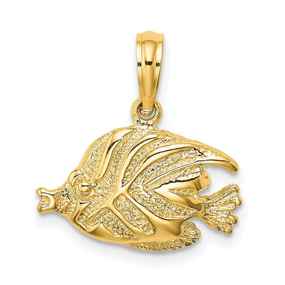 14k Yellow Gold Polished Engraved Fish Charm