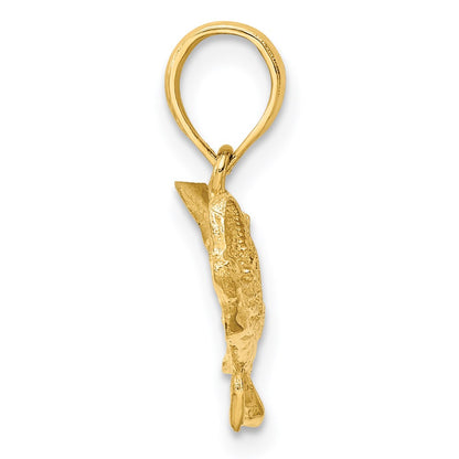 14k Yellow Gold 2-D Bass Fish w/ Tail Up Charm