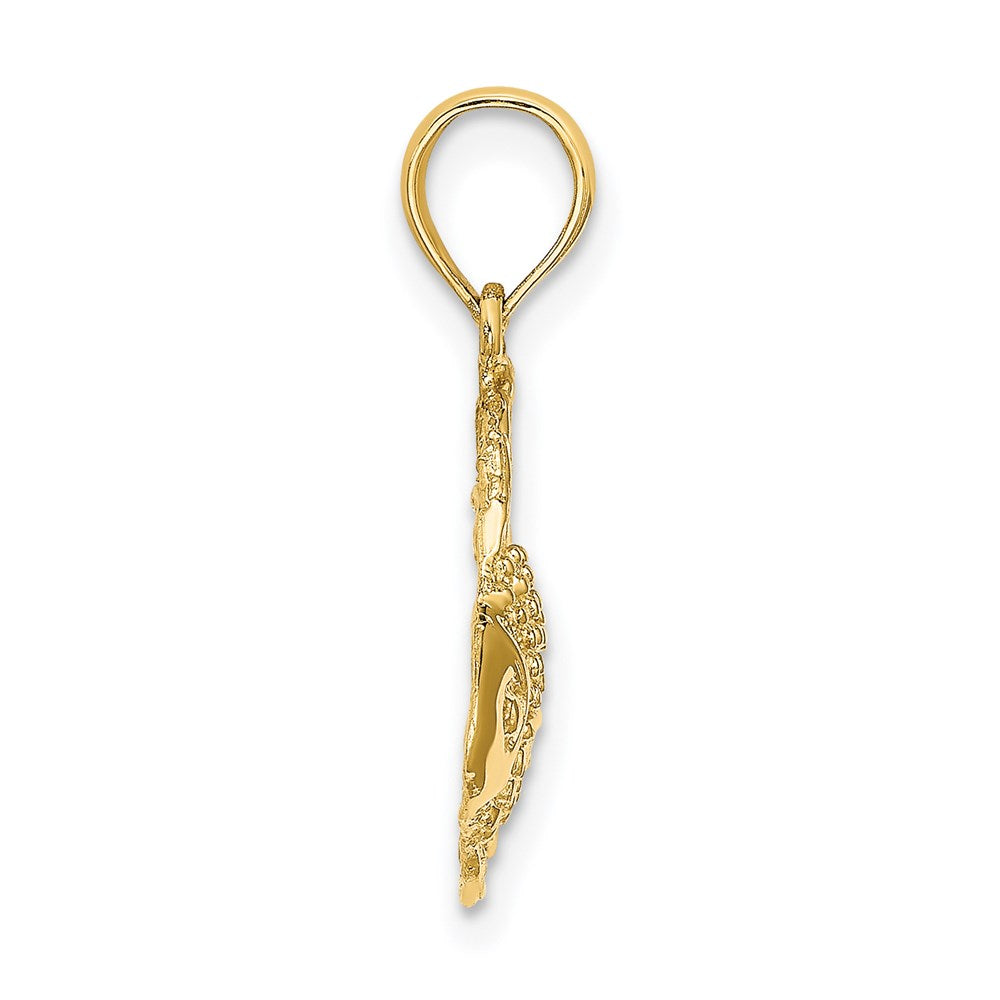 14k Yellow Gold Textured Fish Charm