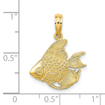 14k Yellow Gold Textured Fish Charm