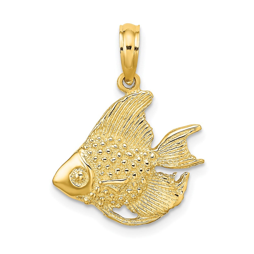 14k Yellow Gold Textured Fish Charm