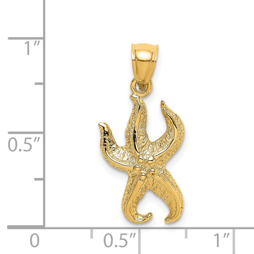 14k Yellow Gold Textured Starfish Charm