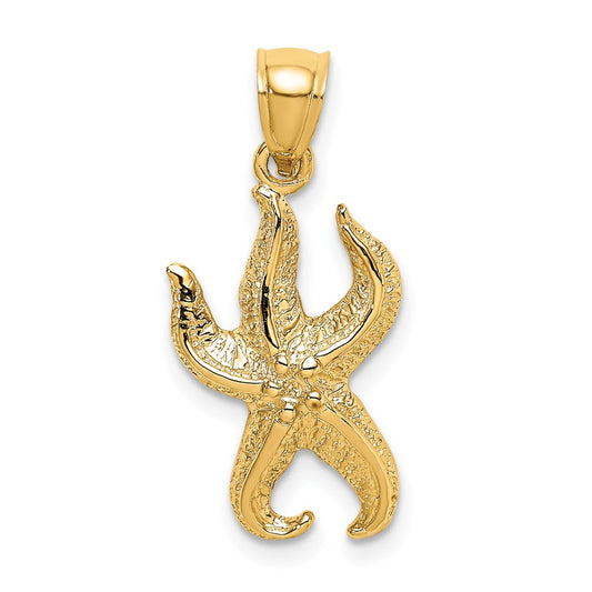 14k Yellow Gold Textured Starfish Charm