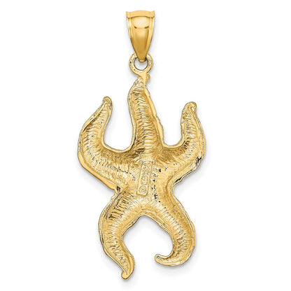 14k Yellow Gold Textured Starfish Charm