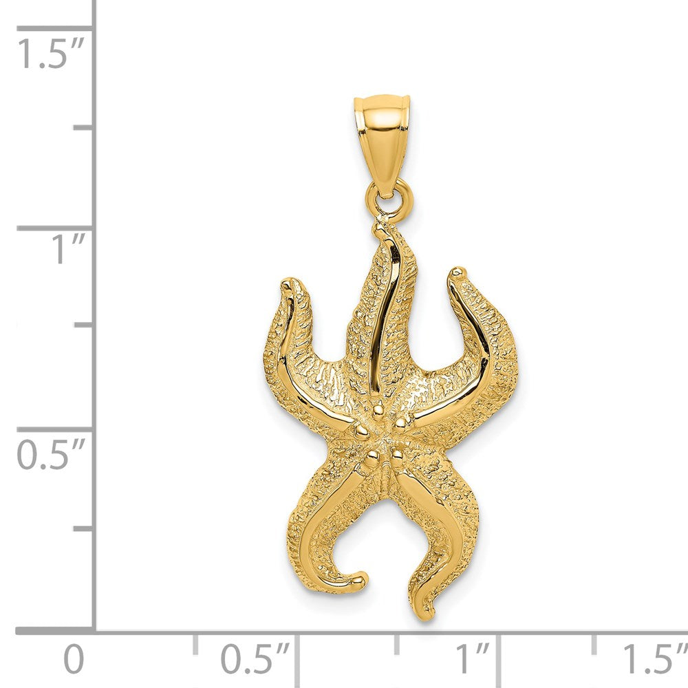 14k Yellow Gold Textured Starfish Charm