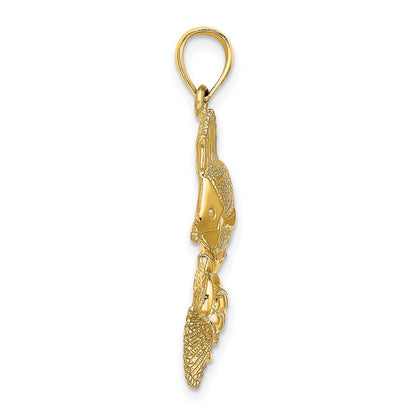 14k Yellow Gold Polished /Textured Aquarium Story Charm