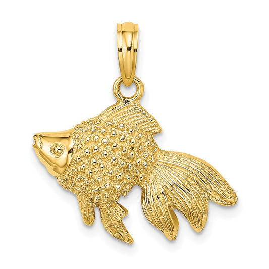 14k Yellow Gold Textured Gold Fish Charm