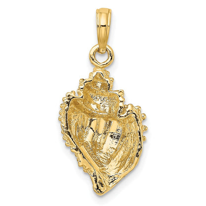 14k Yellow Gold Textured Conch Shell Charm