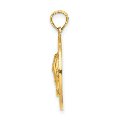 14k Yellow Gold BEAUFORT SC w/Dolphins Circle Charm