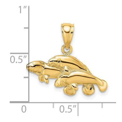 14k Yellow Gold Polished Triple Manatee Charm