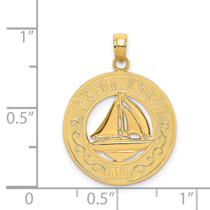 14k Yellow Gold PENTWATER MI Sailboat Charm