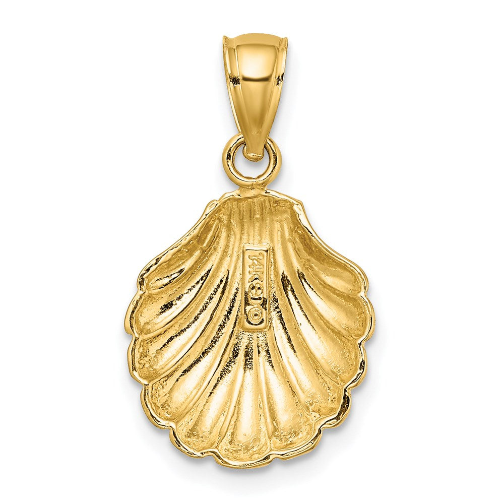 14k Yellow Gold Polished 2-D Scallop Shell Charm