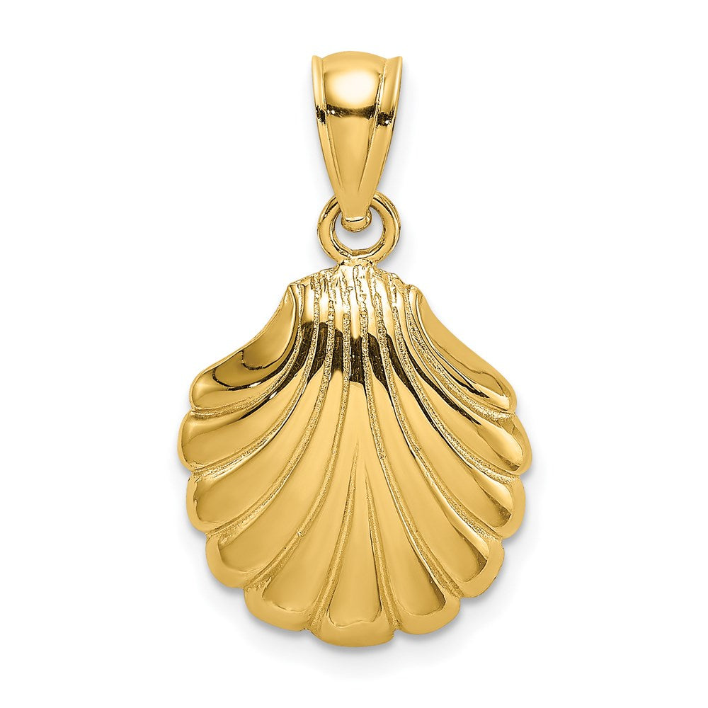 14k Yellow Gold Polished 2-D Scallop Shell Charm