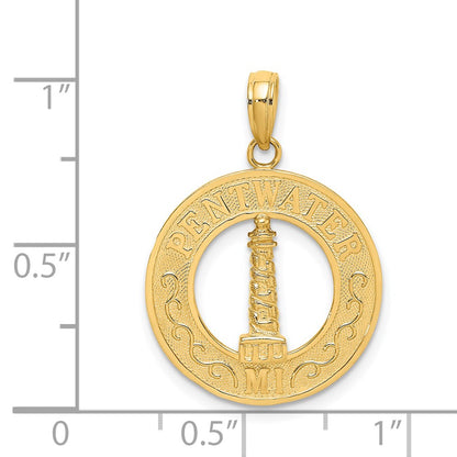 14k Yellow Gold PENTWATER MI Lighthouse Charm
