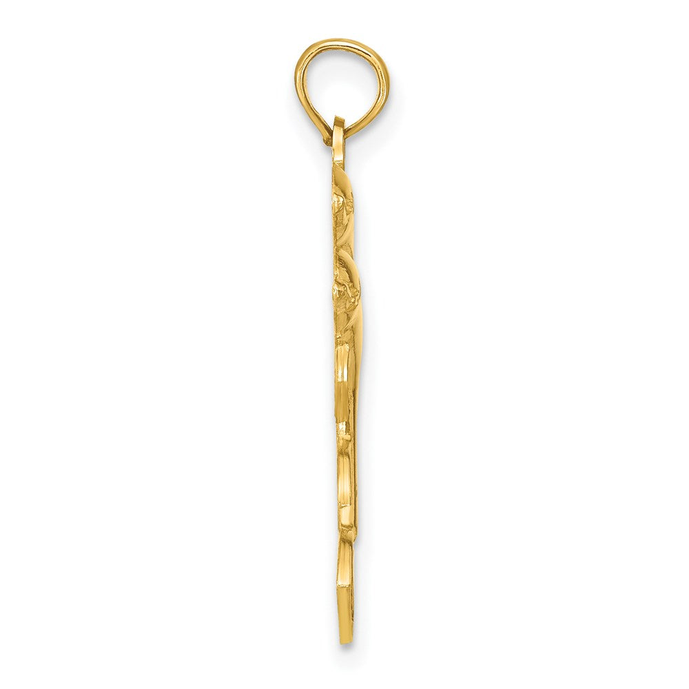 14k Yellow Gold 2-D Two Jumping Dolphins Charm