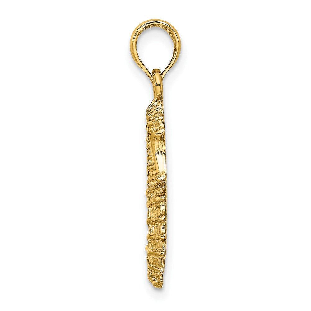 14k Yellow Gold Textured Seahorse Charm