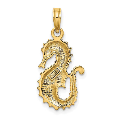 14k Yellow Gold Textured Seahorse Charm
