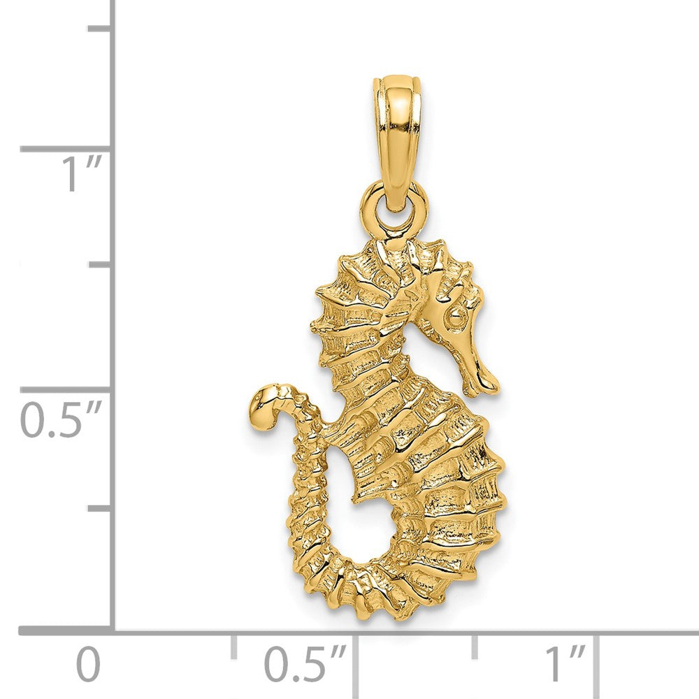 14k Yellow Gold Textured Seahorse Charm