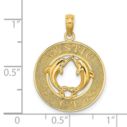 14k Yellow Gold MYSTIC CT Dolphins Charm