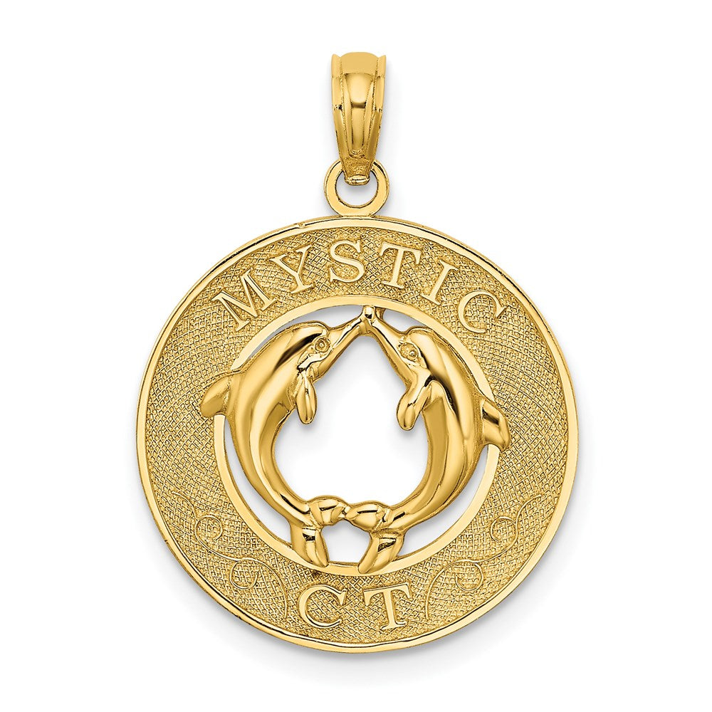 14k Yellow Gold MYSTIC CT Dolphins Charm