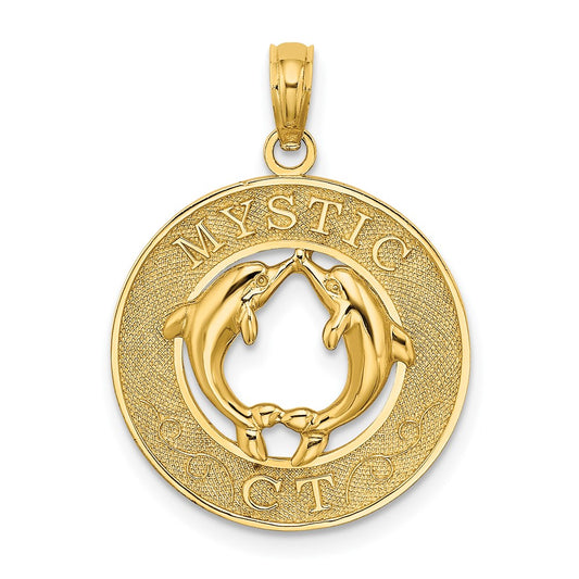 14k Yellow Gold MYSTIC CT Dolphins Charm