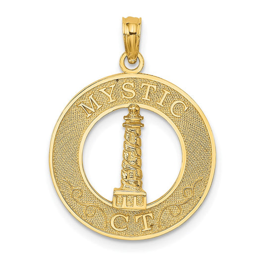 14k Yellow Gold MYSTIC CT Lighthouse Charm